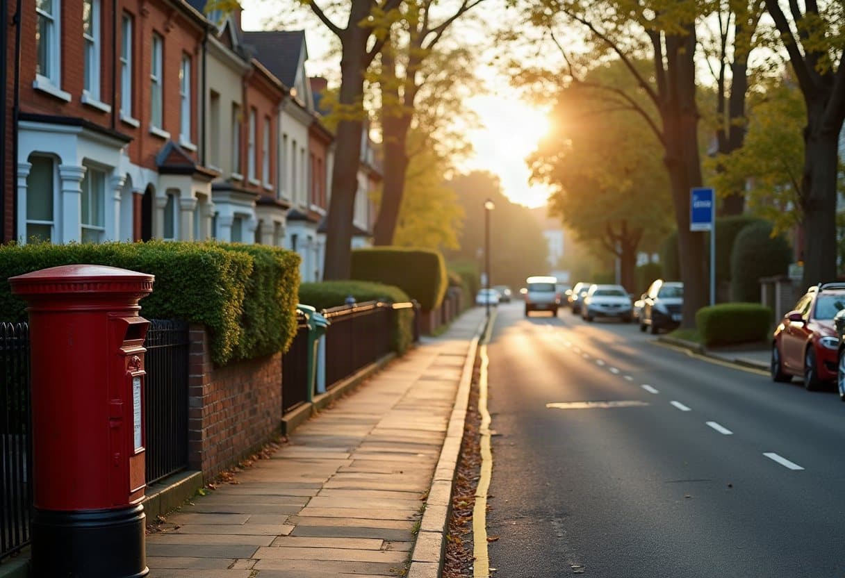 A quiet London residential street in morning light